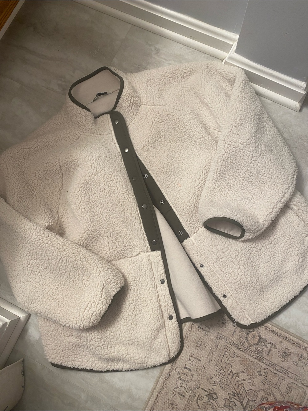 Sonoma Cream Sherpa Jacket with Brown Trim